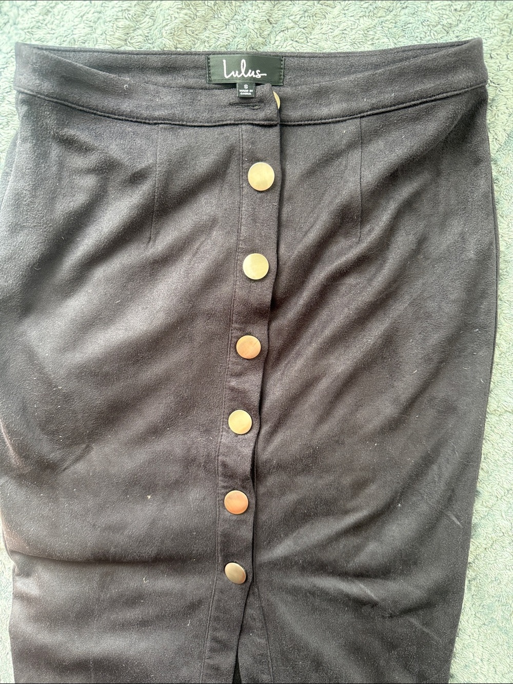 Lulu's Black Pencil Skirt with Gold Button Front